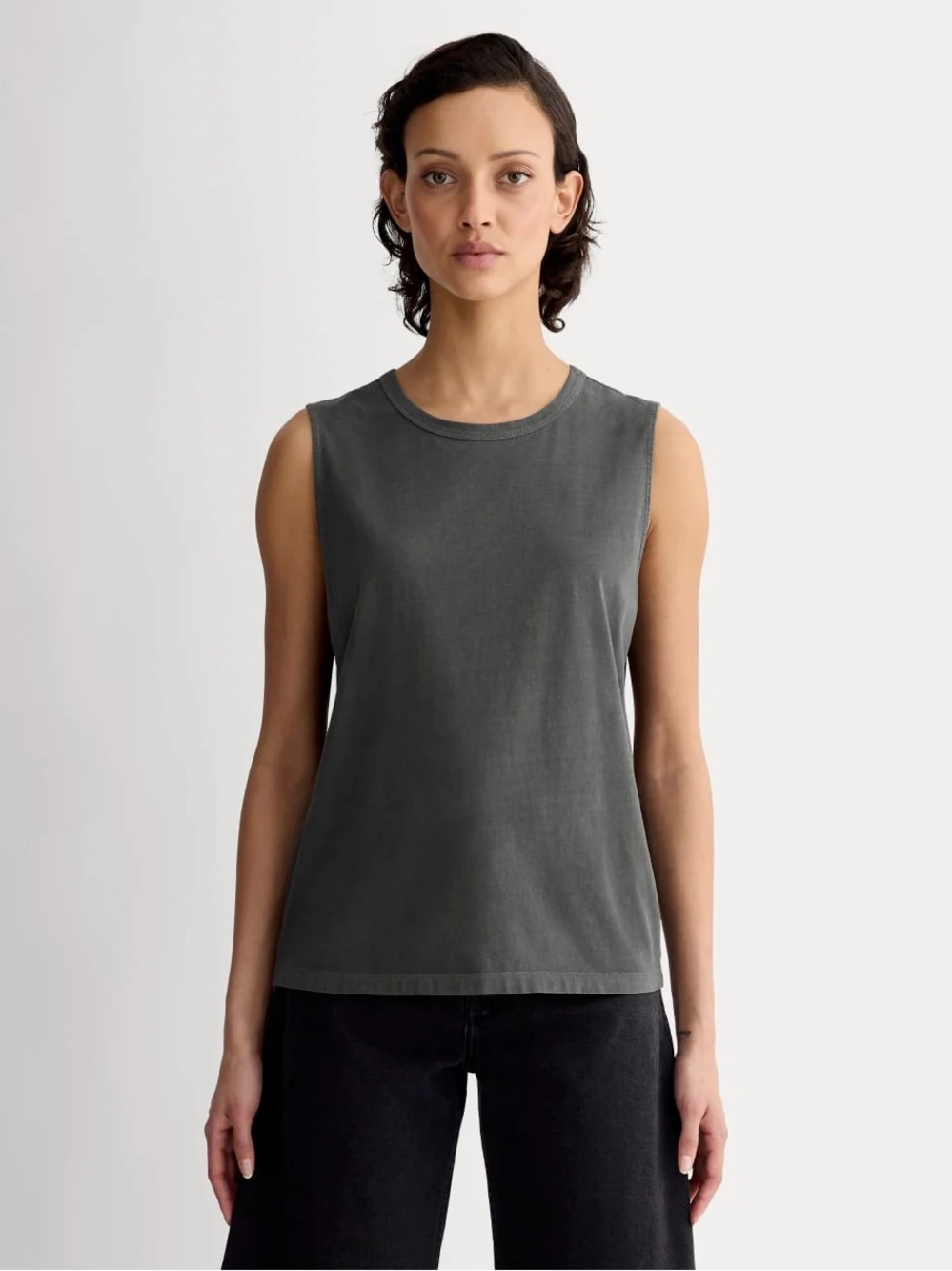 Everlane The Boyfriend Tank in Essential Cotton Small Black